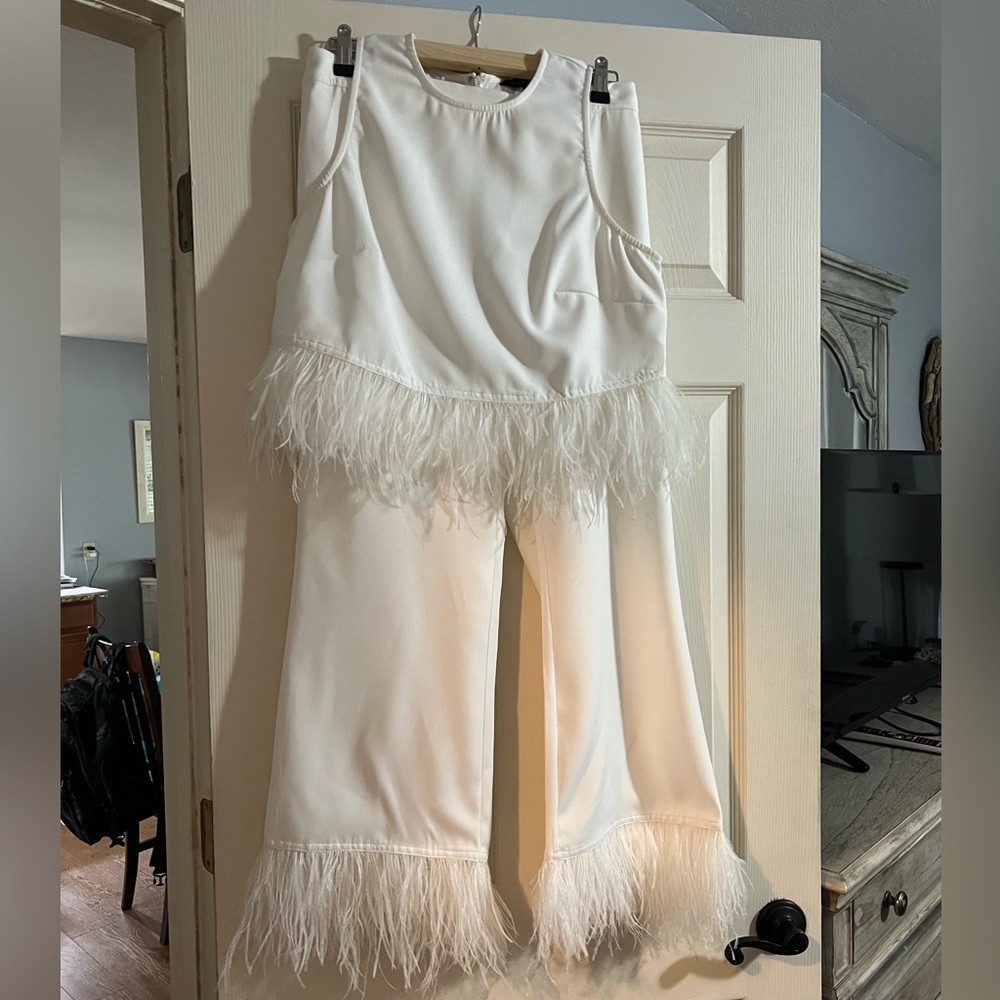 White two piece pant and top set.